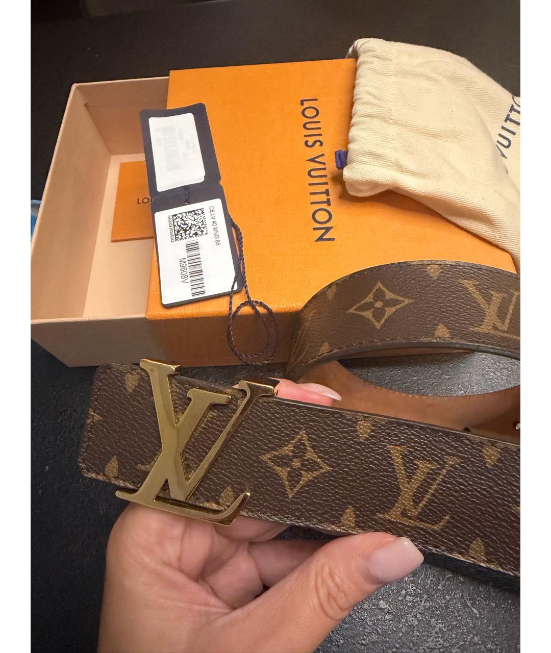 LOUIS VUITTON Коричневый кожаный ремень, фото 4