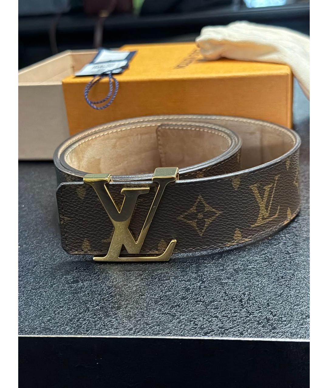 LOUIS VUITTON Коричневый кожаный ремень, фото 5