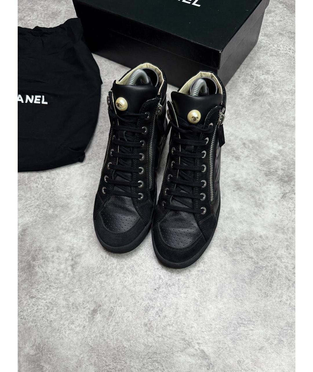 CHANEL Черные кожаные кеды, фото 2
