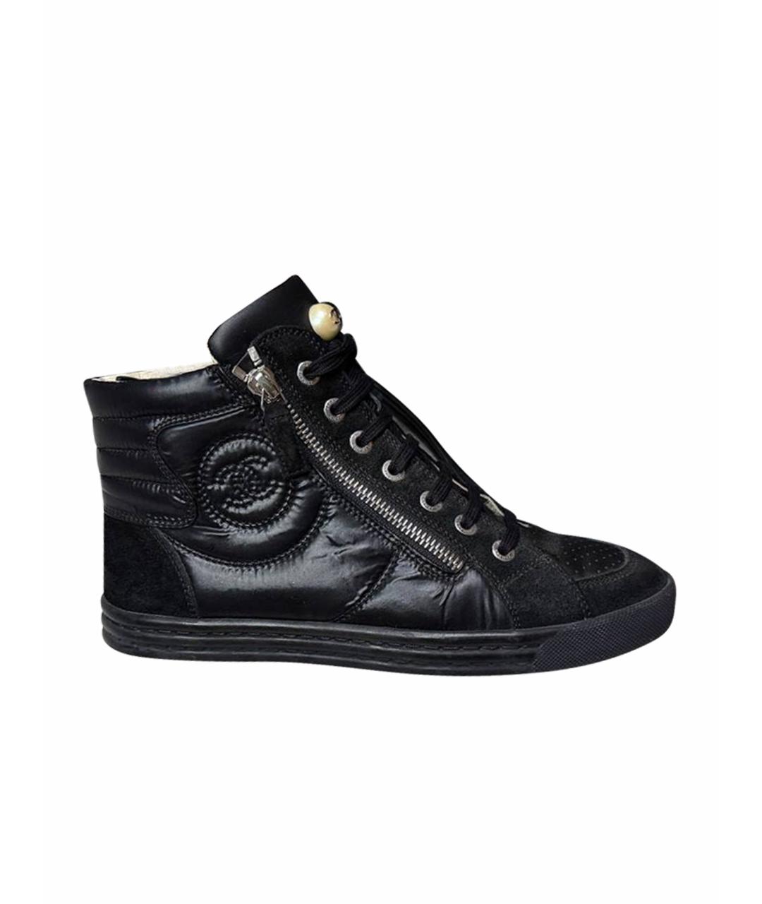 CHANEL Черные кожаные кеды, фото 1