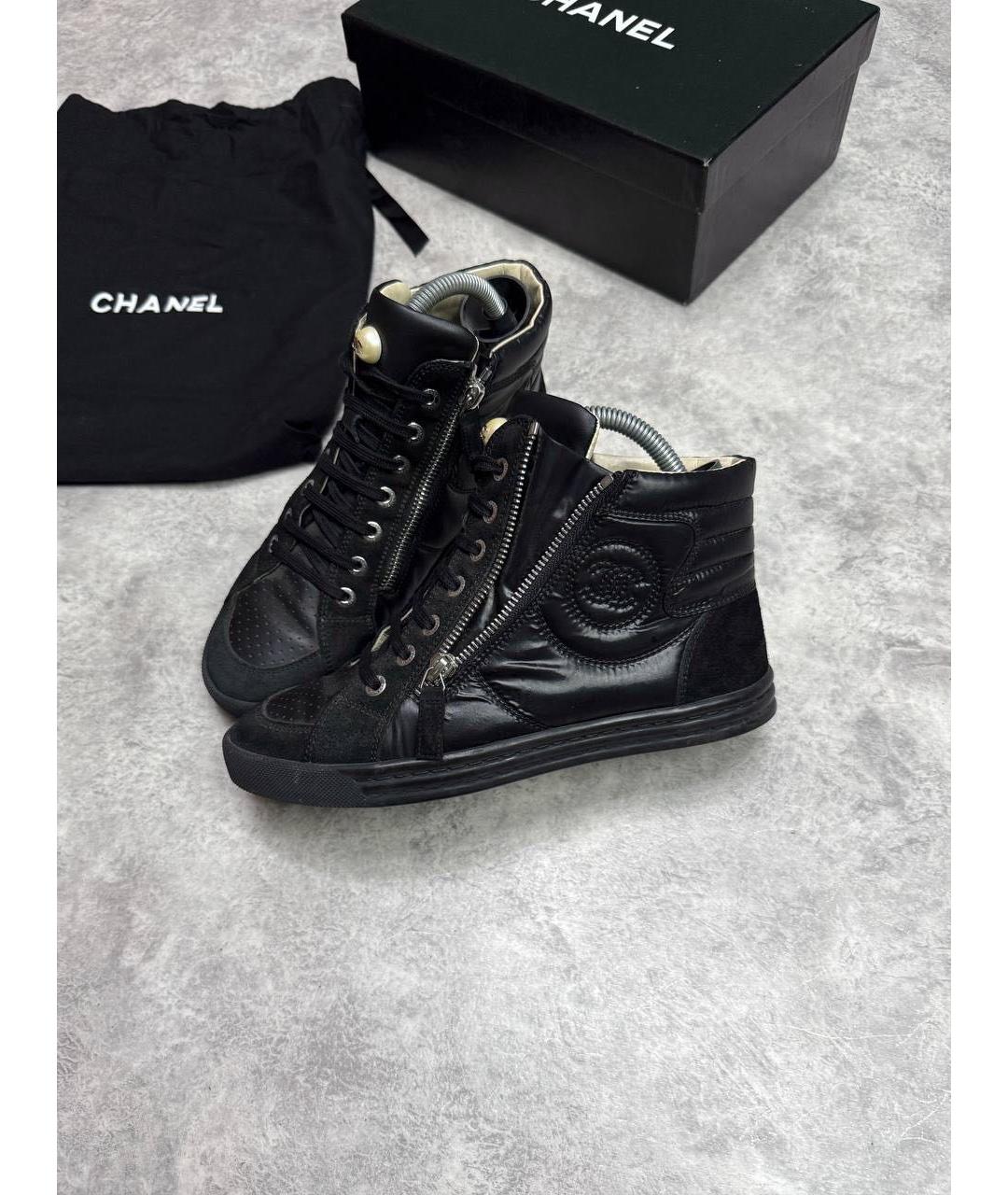 CHANEL Черные кожаные кеды, фото 4