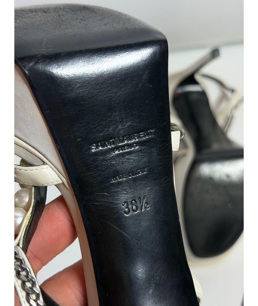 SAINT LAURENT Белые кожаные туфли, фото 6