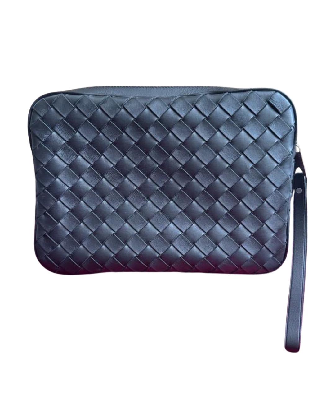 BOTTEGA VENETA Черная кожаная барсетка, фото 1