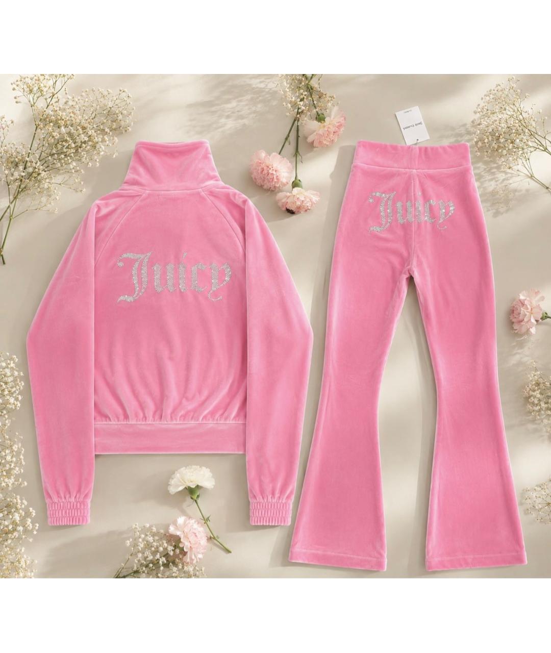 JUICY COUTURE Розовый велюровый костюм с брюками, фото 3