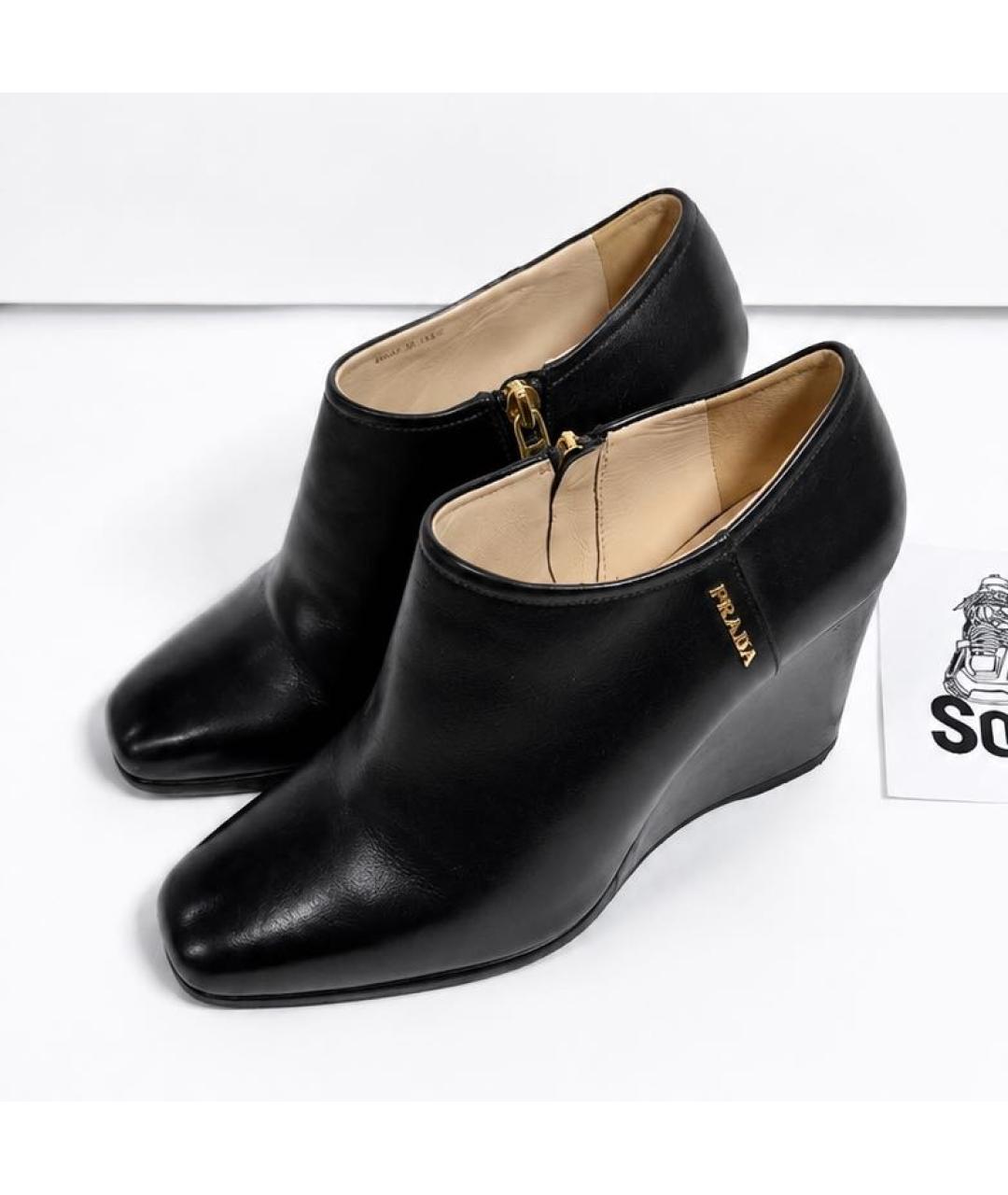 PRADA Черные кожаные ботильоны, фото 3