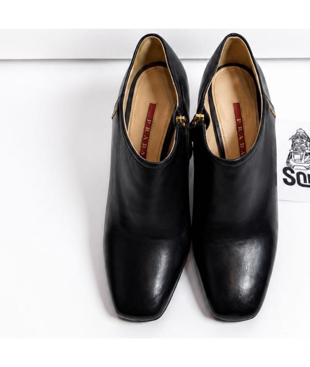 PRADA Черные кожаные ботильоны, фото 2