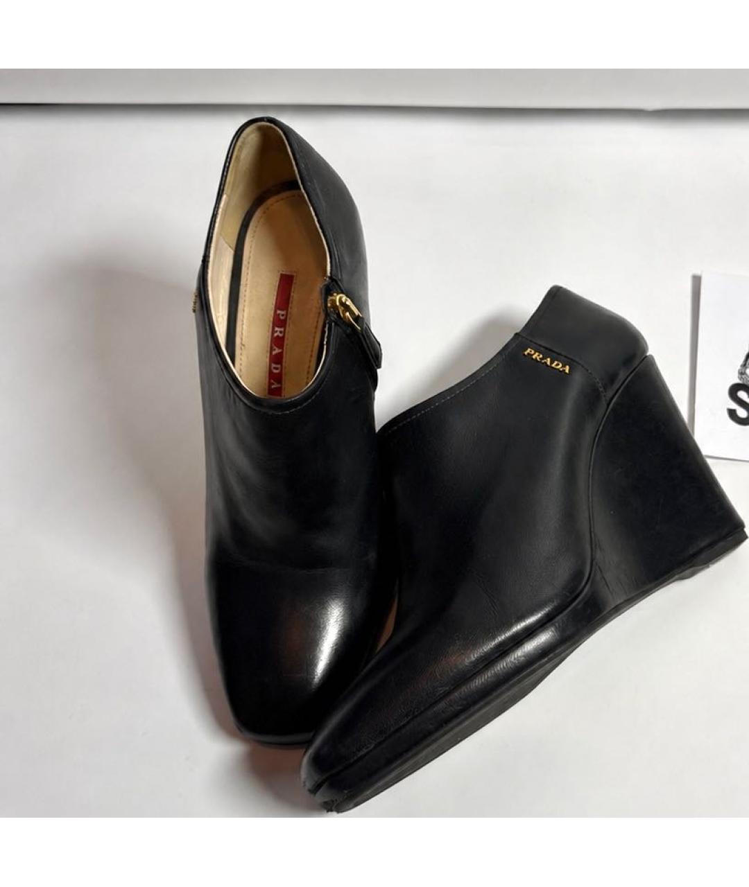 PRADA Черные кожаные ботильоны, фото 4