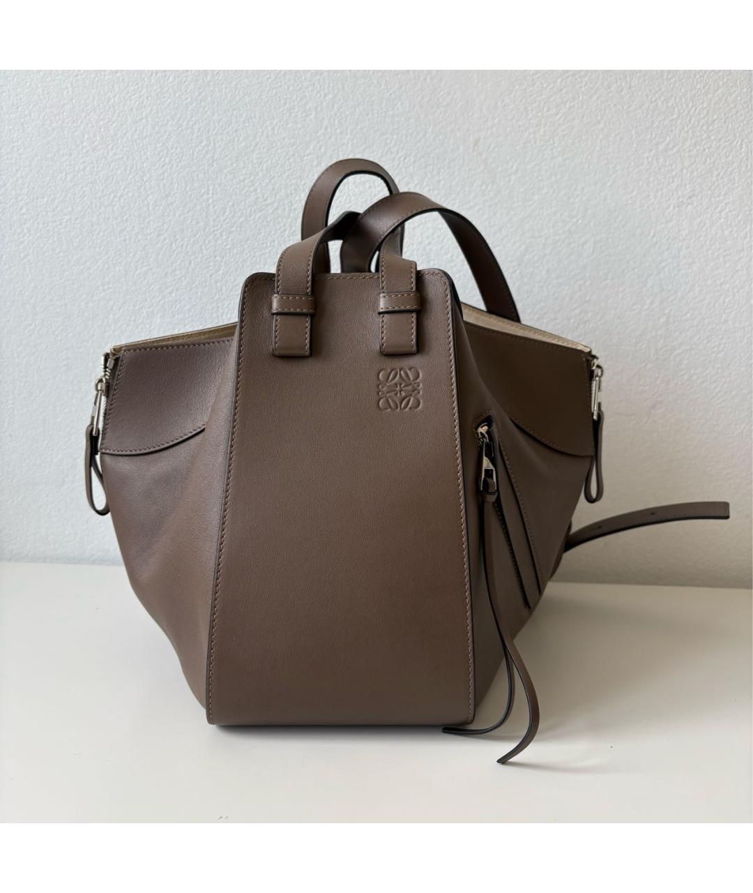 LOEWE Серая кожаная сумка тоут, фото 9