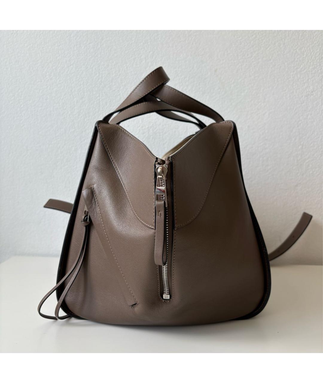 LOEWE Серая кожаная сумка тоут, фото 8
