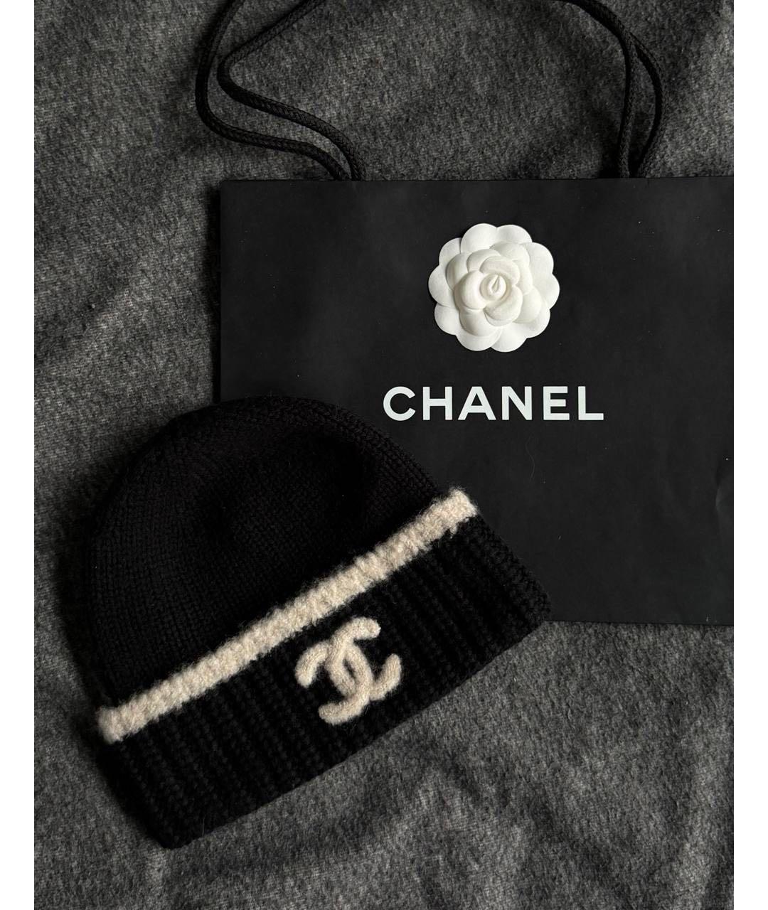 CHANEL Черная шерстяная шапка, фото 2