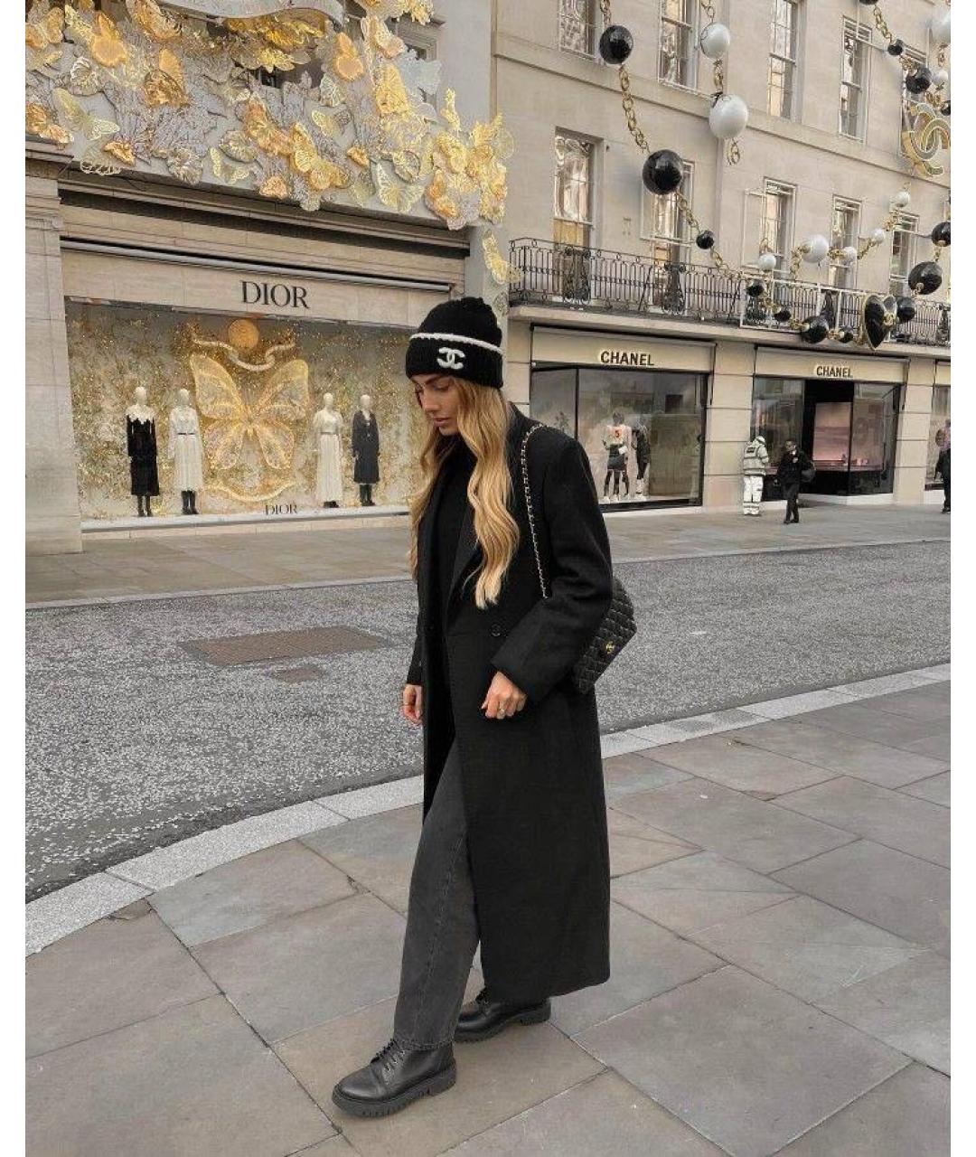 CHANEL Черная шерстяная шапка, фото 8