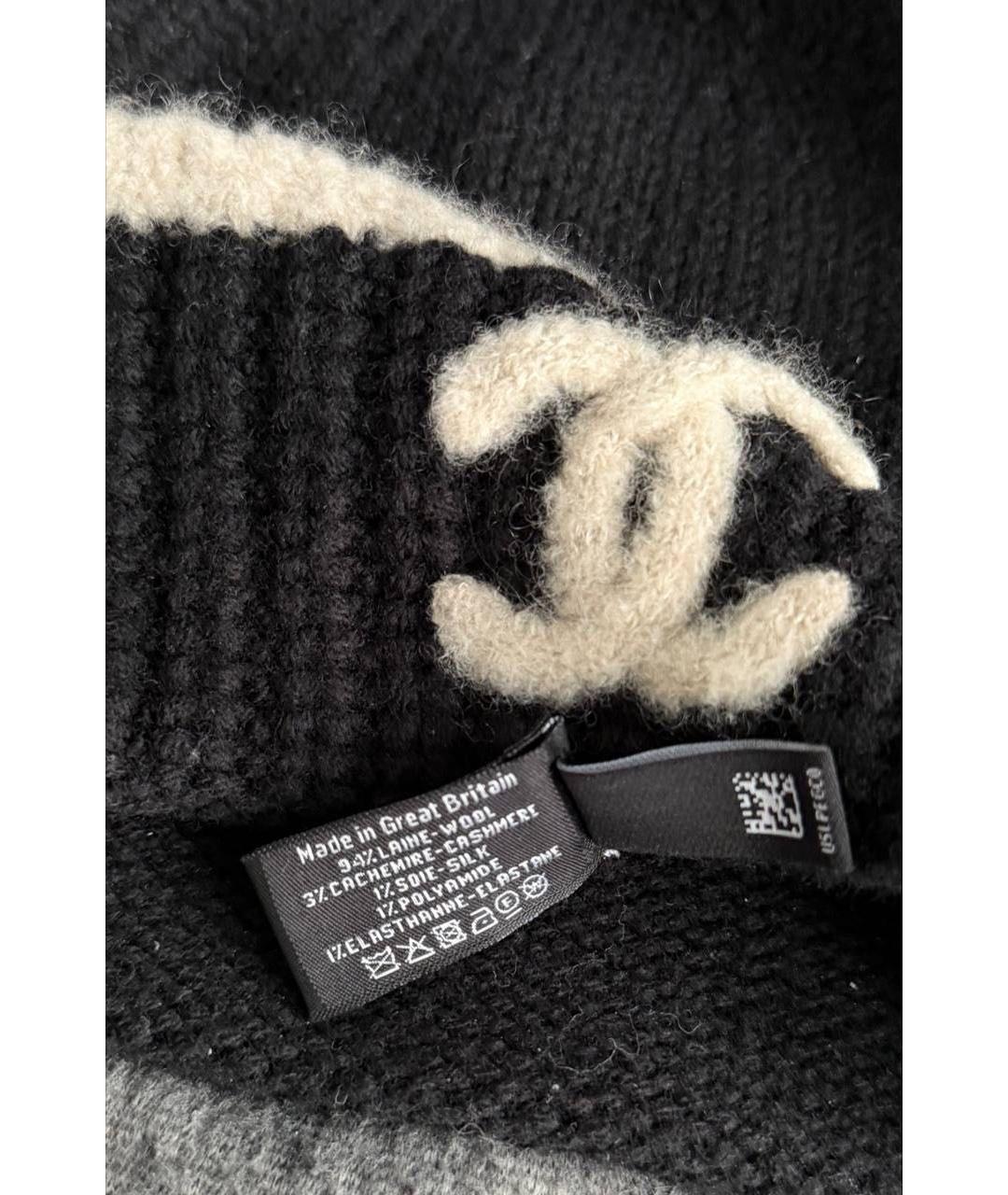 CHANEL Черная шерстяная шапка, фото 3