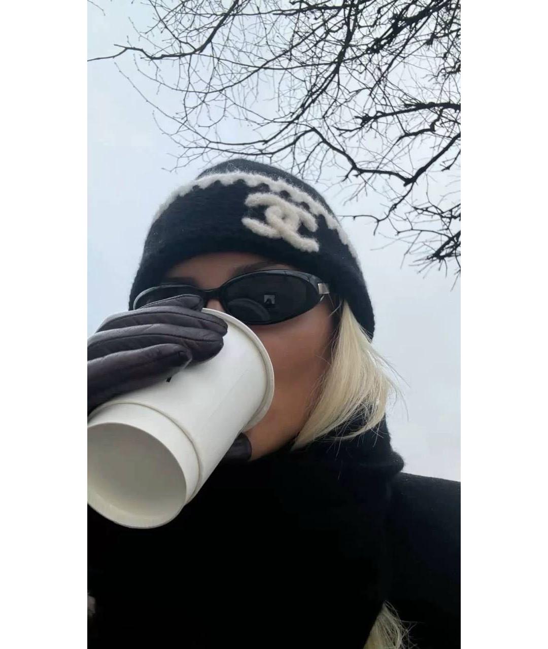 CHANEL Черная шерстяная шапка, фото 5