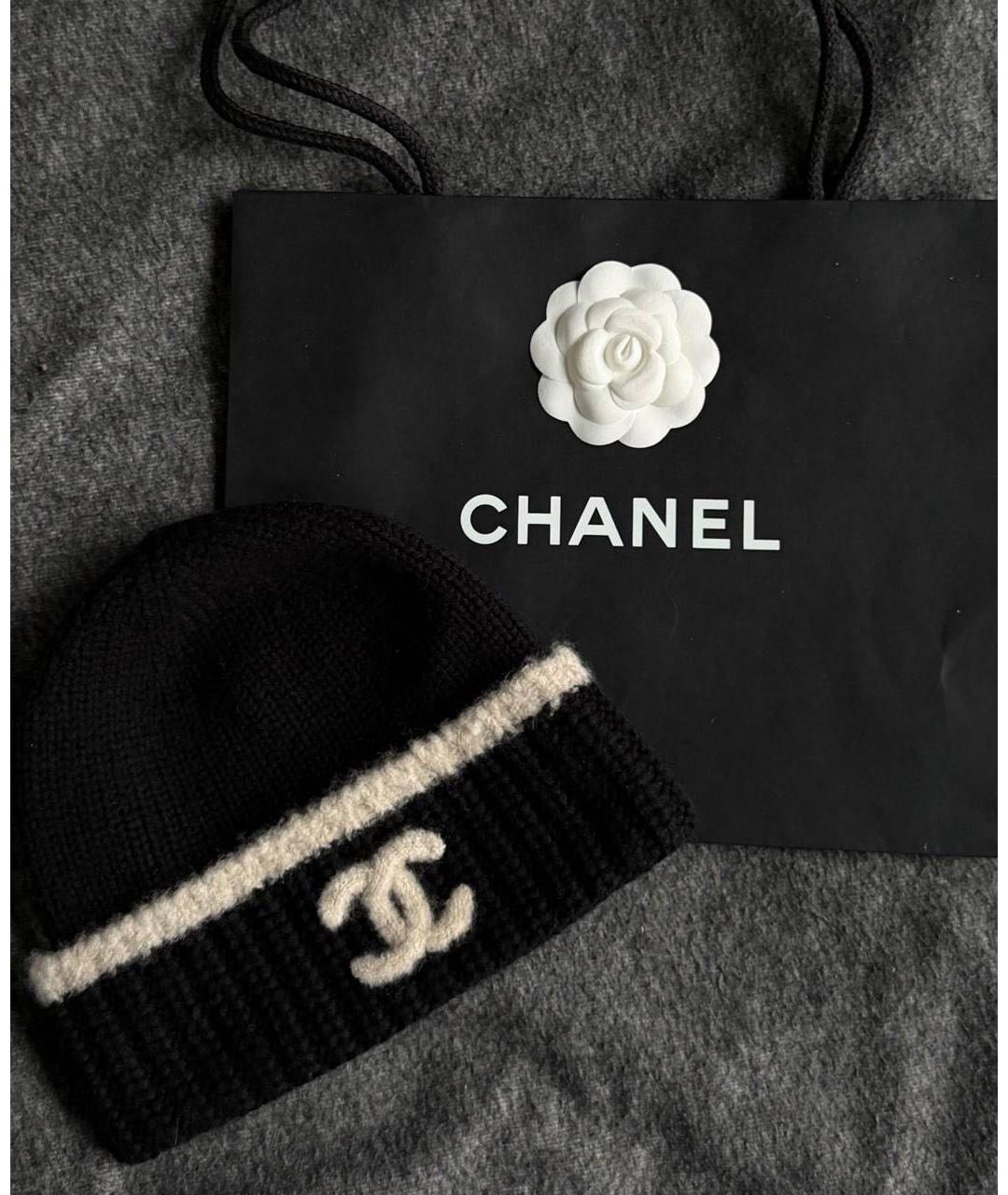 CHANEL Черная шерстяная шапка, фото 4