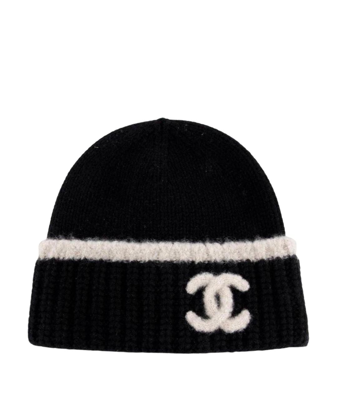 CHANEL Черная шерстяная шапка, фото 1