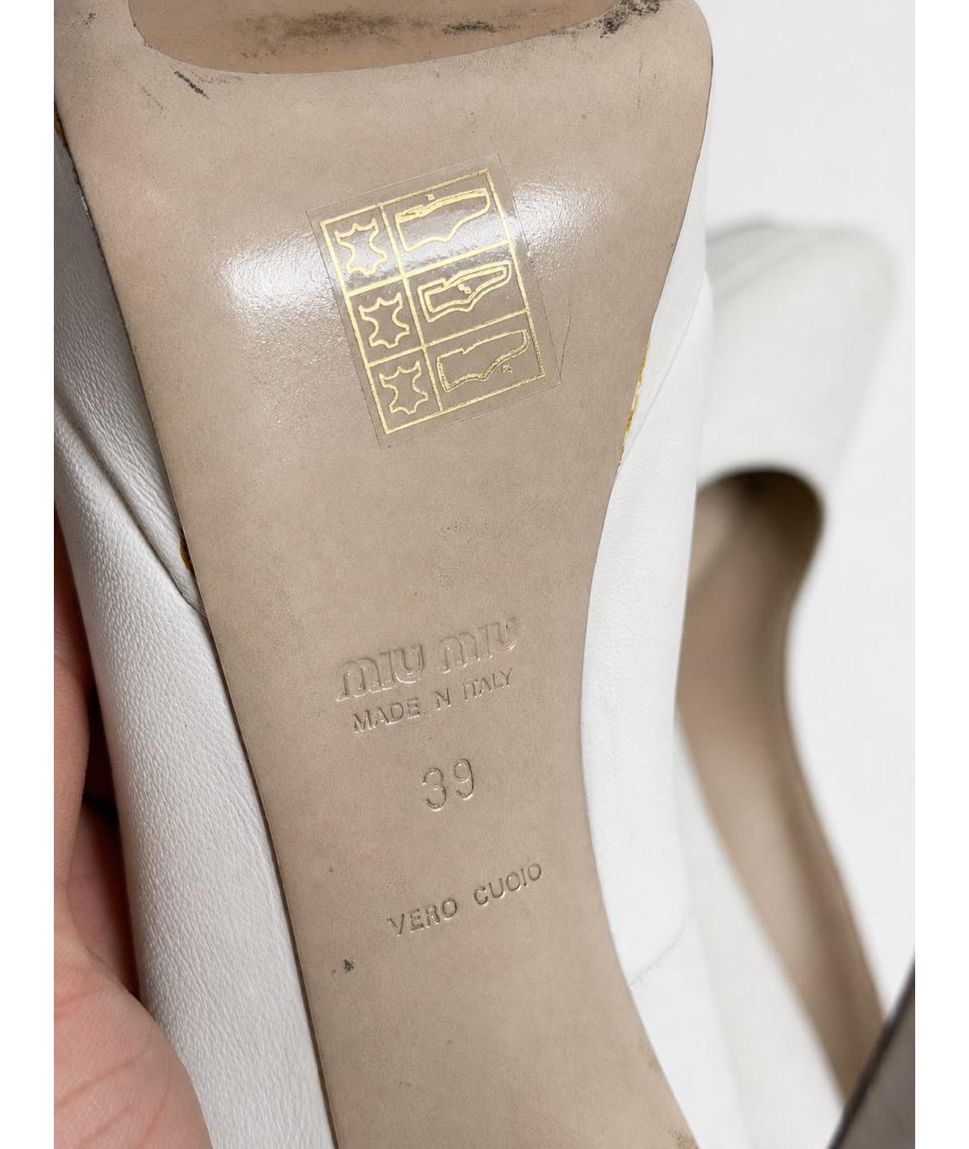 MIU MIU Белые кожаные туфли, фото 6