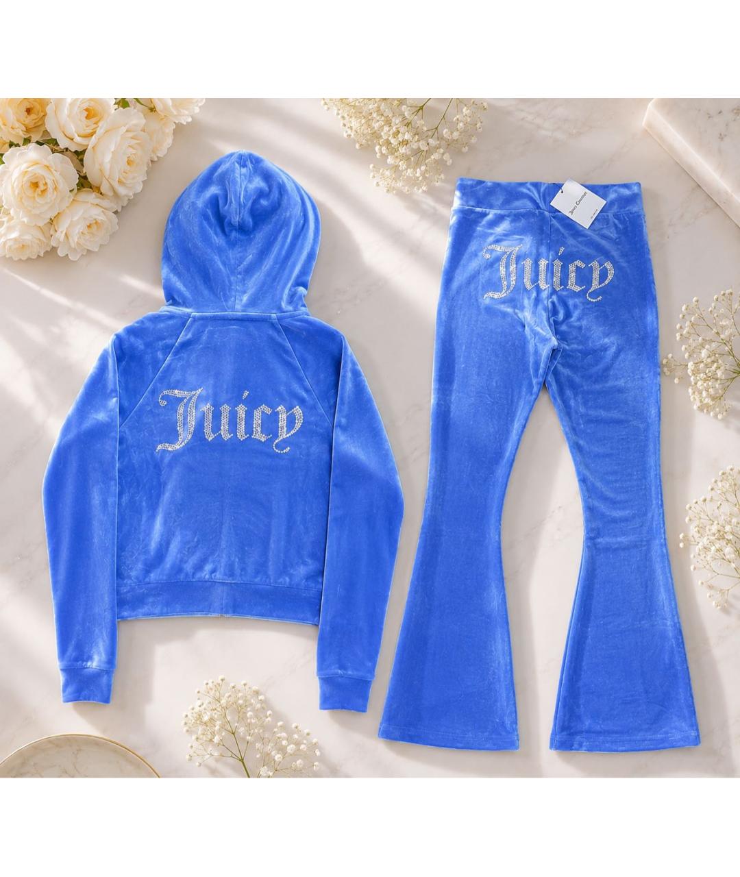 JUICY COUTURE Синий велюровый костюм с брюками, фото 4