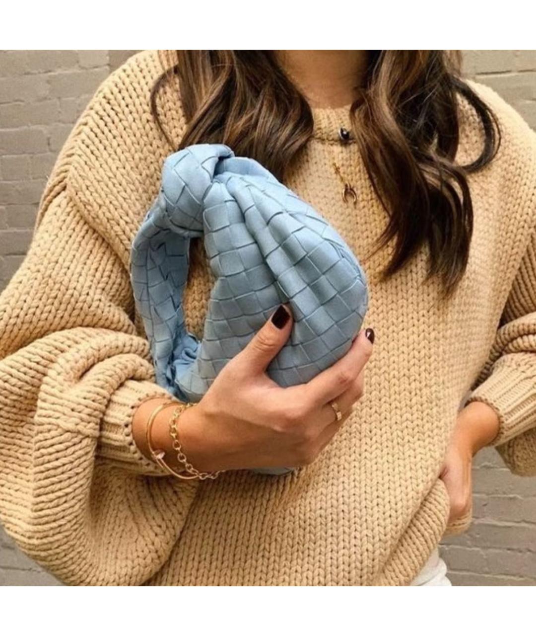 BOTTEGA VENETA Голубая кожаная сумка с короткими ручками, фото 4