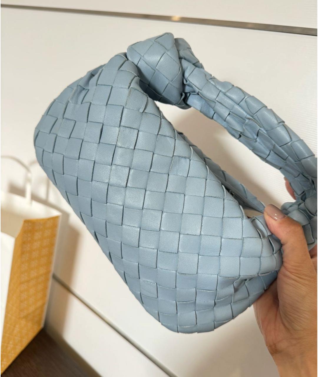 BOTTEGA VENETA Голубая кожаная сумка с короткими ручками, фото 5