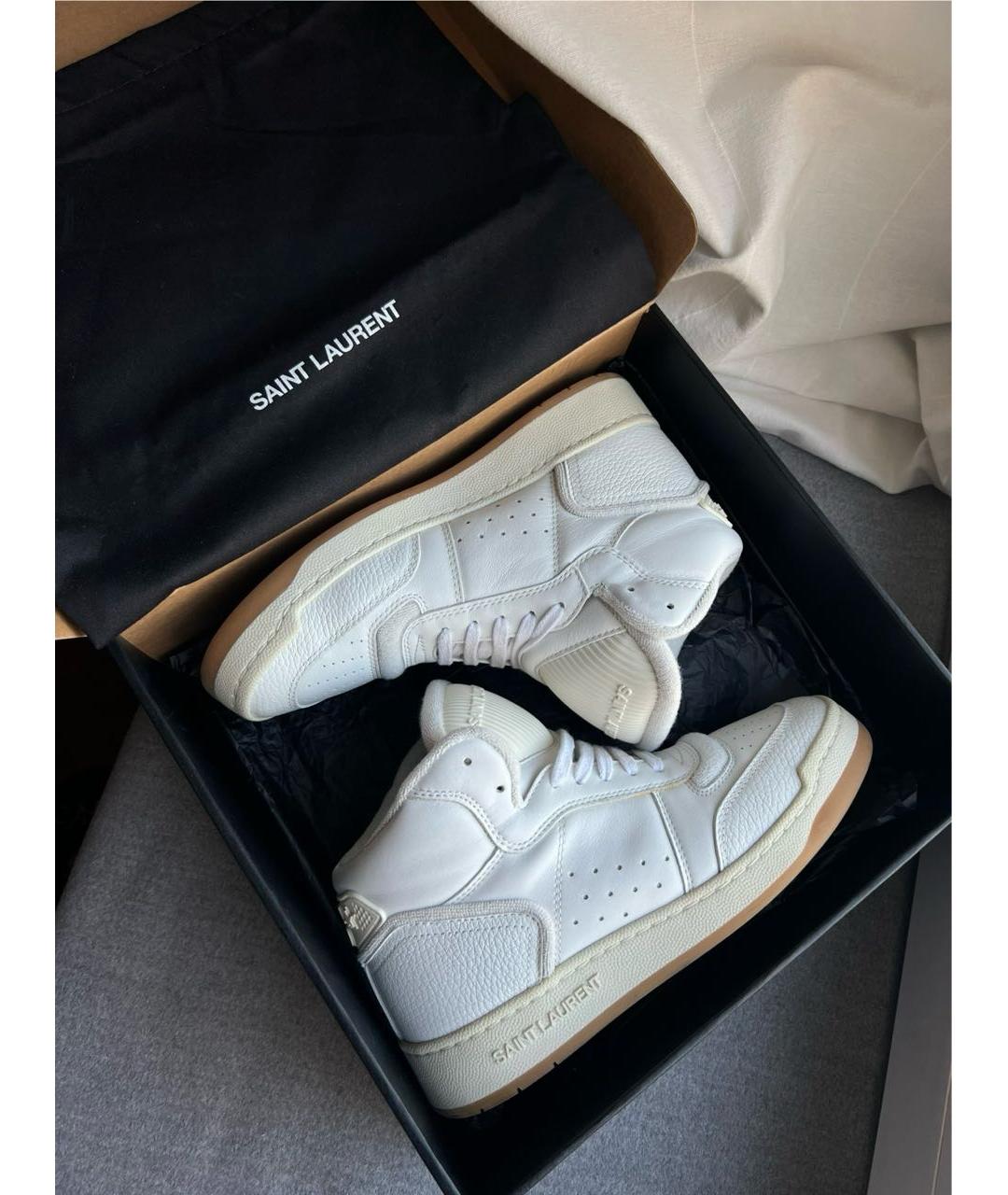 SAINT LAURENT Белые кожаные кеды, фото 5