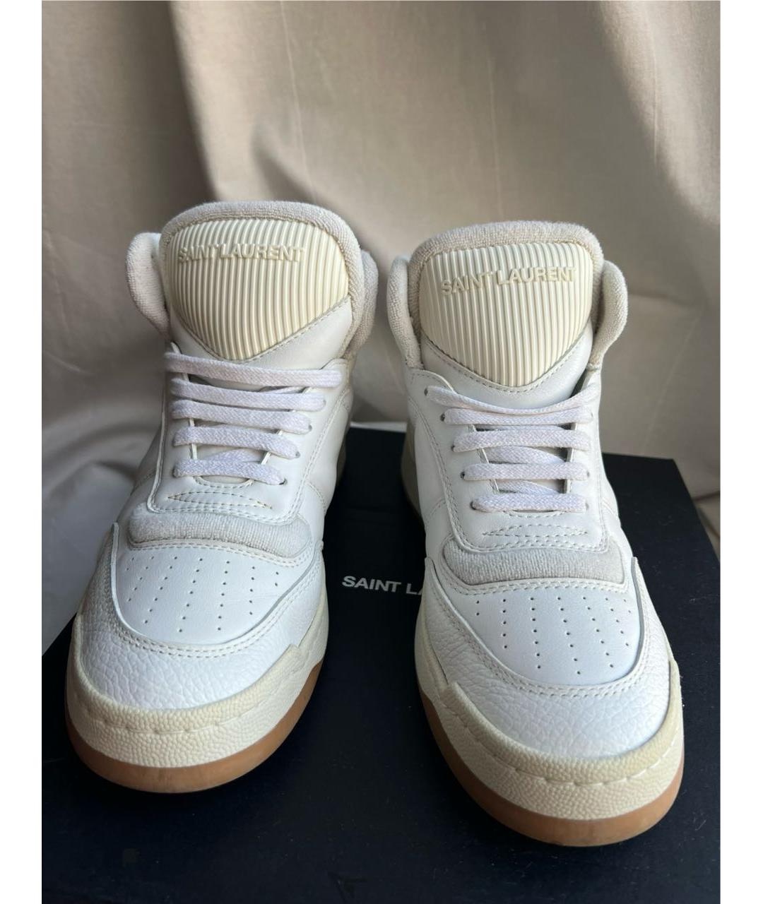 SAINT LAURENT Белые кожаные кеды, фото 2