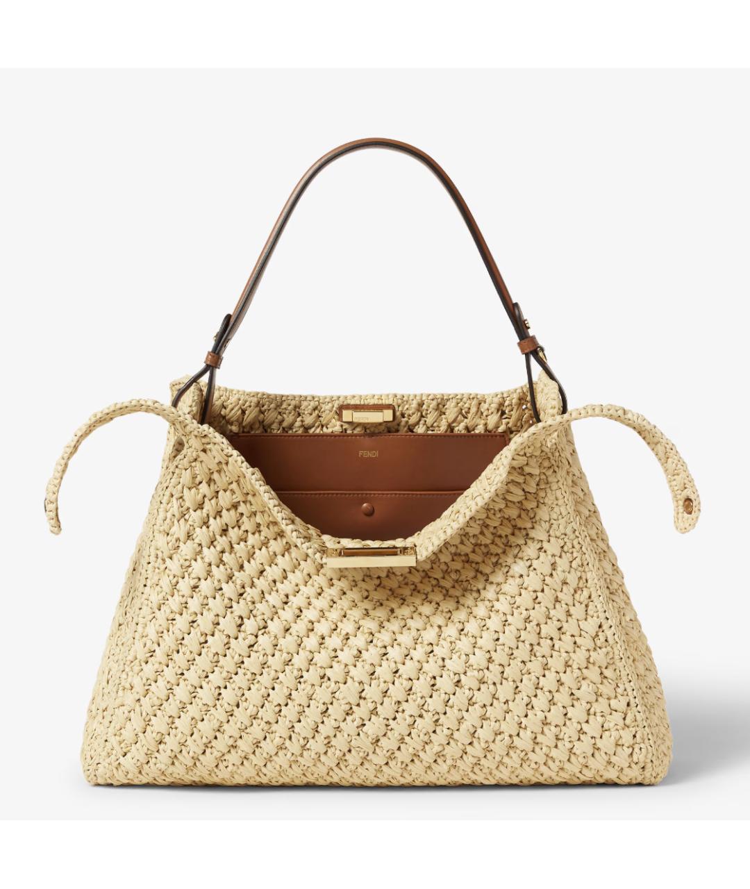 FENDI Бежевая плетеная сумка через плечо, фото 3