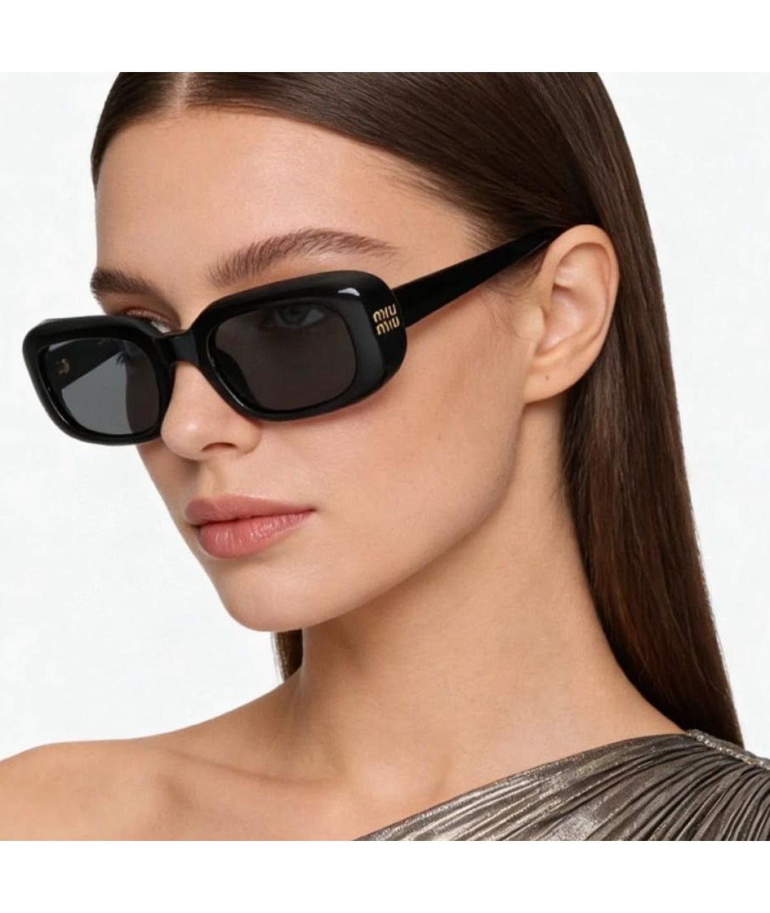 MIU MIU Черные пластиковые солнцезащитные очки, фото 7
