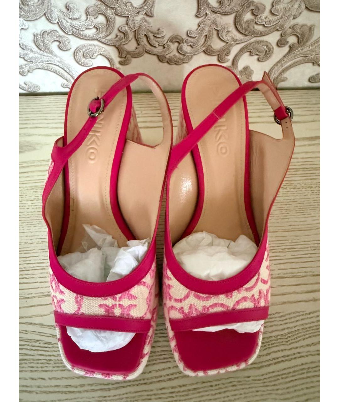 PINKO Розовые текстильные босоножки, фото 2
