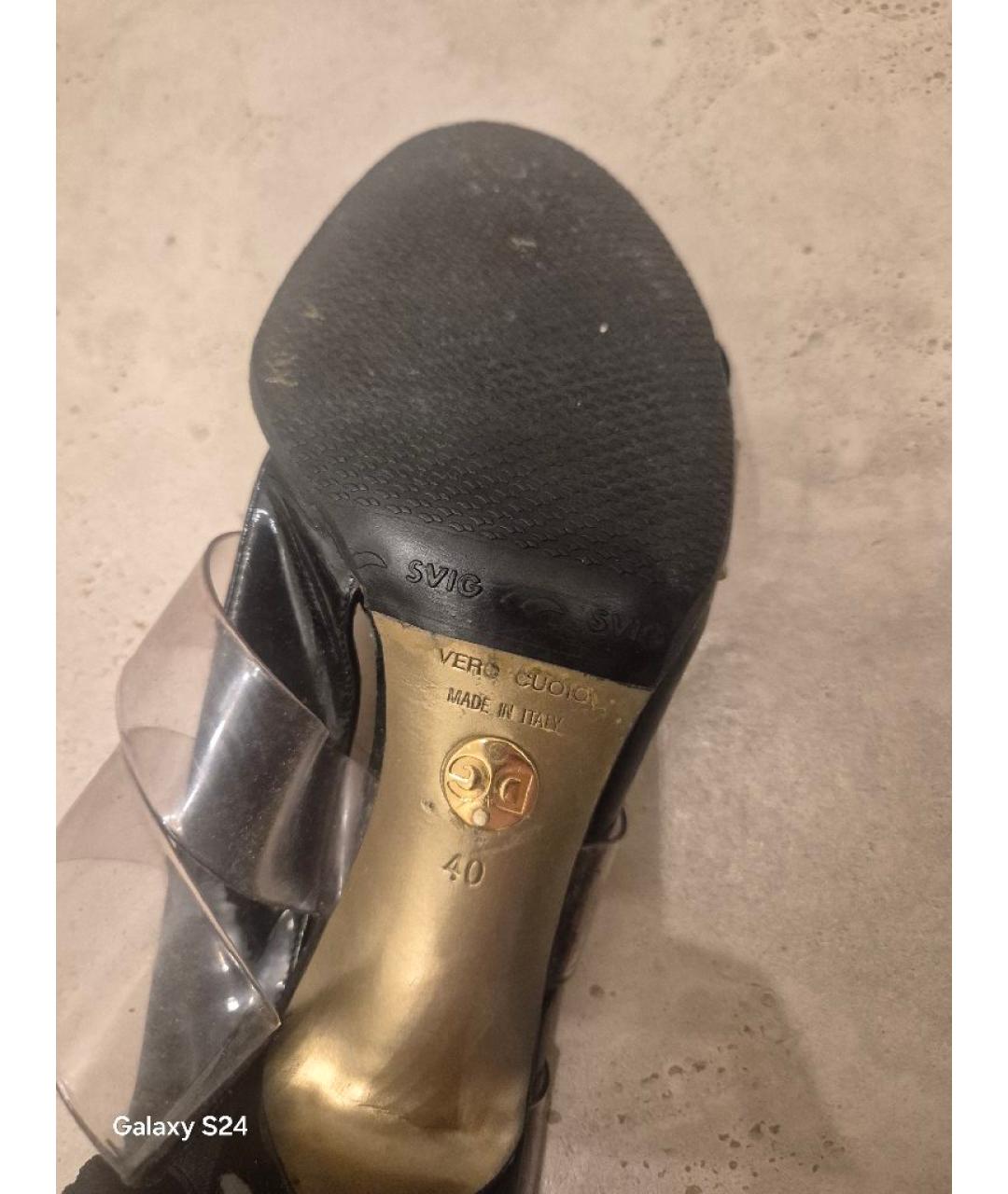 DOLCE&GABBANA Черные босоножки из лакированной кожи, фото 4