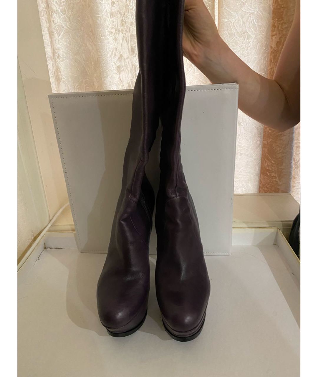 CASADEI Фиолетовые кожаные сапоги, фото 3