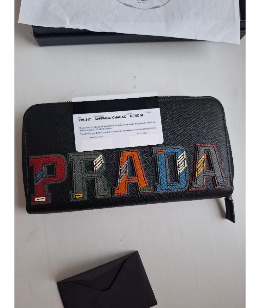 PRADA Черный кожаный кошелек, фото 4