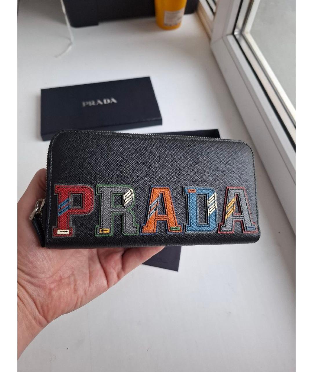 PRADA Черный кожаный кошелек, фото 5
