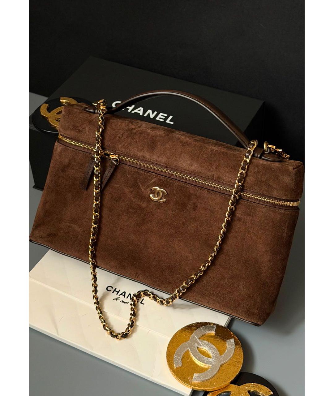 CHANEL Коричневая замшевая сумка через плечо, фото 3