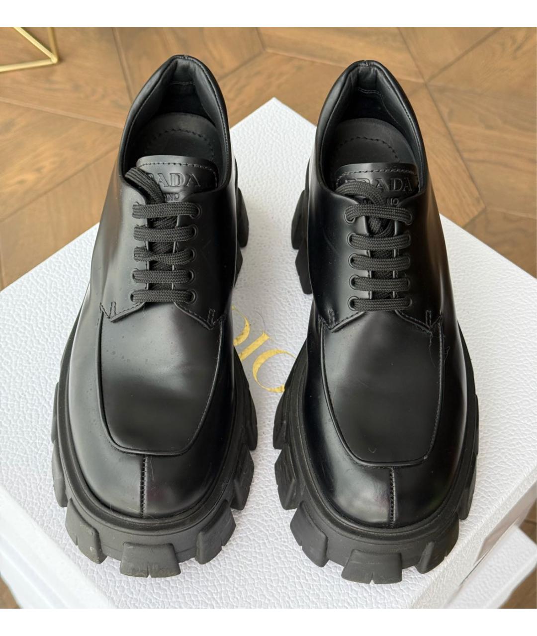 PRADA Черные кожаные ботинки, фото 2