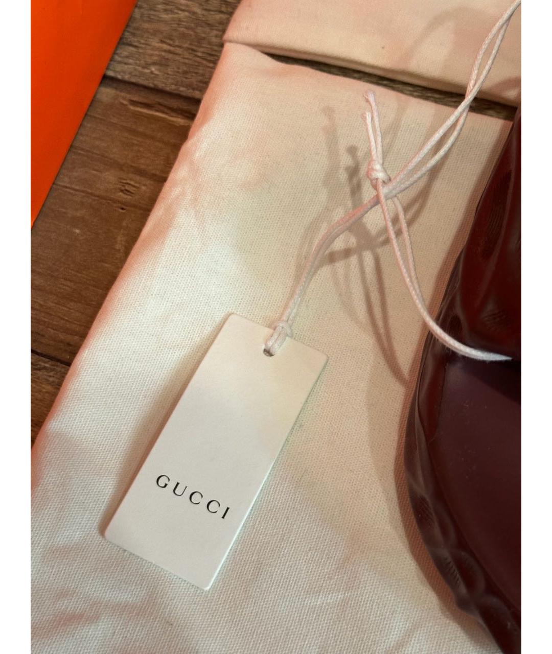 GUCCI Бордовые резиновые сандалии, фото 8