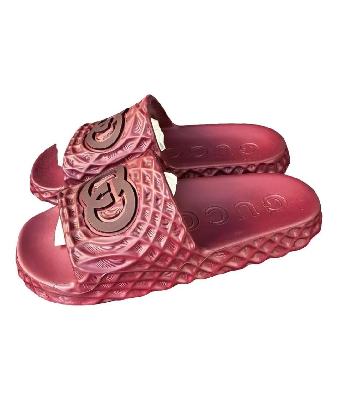GUCCI Бордовые резиновые сандалии, фото 2
