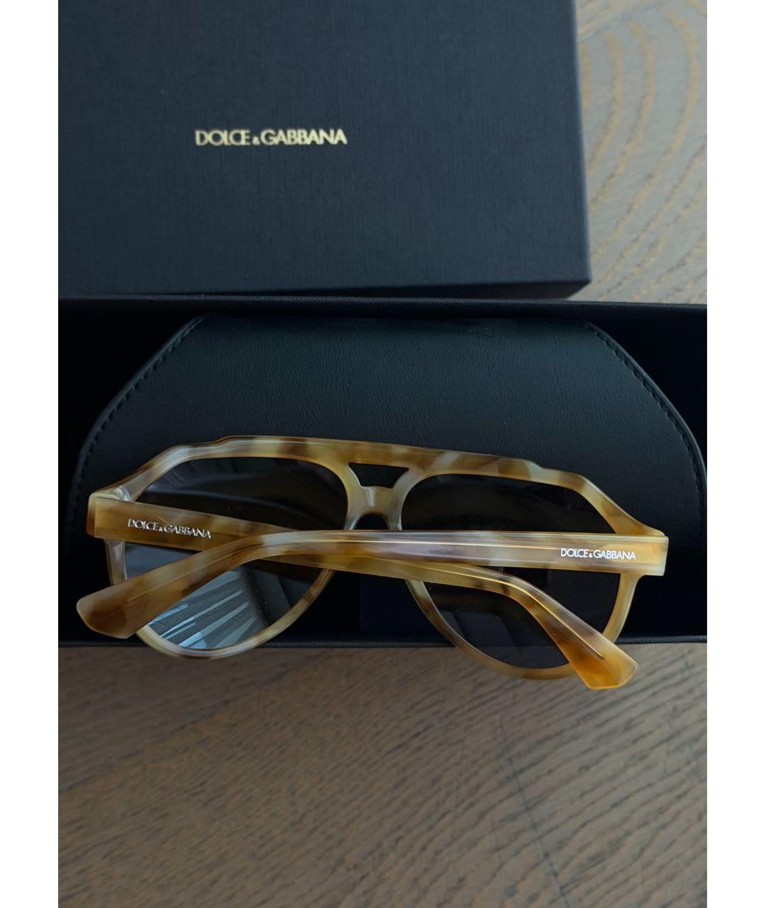 DOLCE&GABBANA Бежевые пластиковые солнцезащитные очки, фото 4