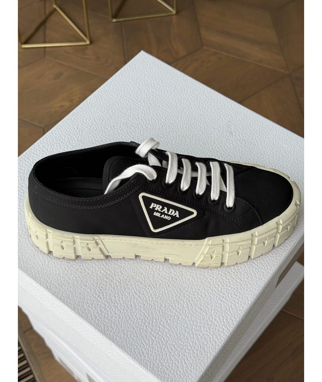 PRADA Черные текстильные кеды, фото 4