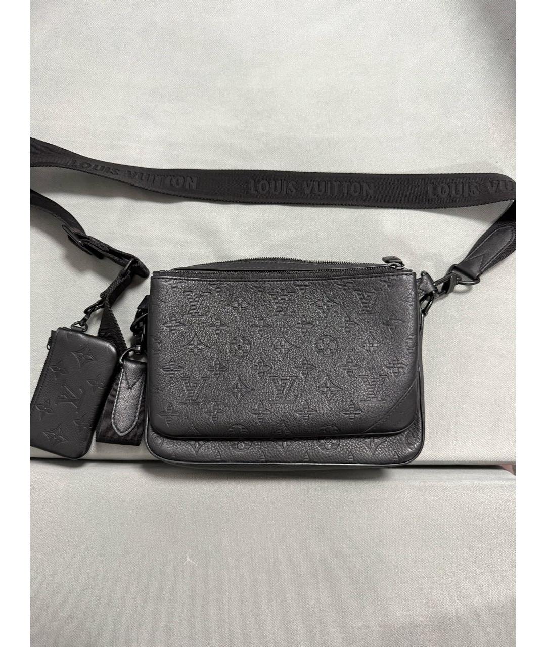 LOUIS VUITTON Черная кожаная сумка на плечо, фото 5