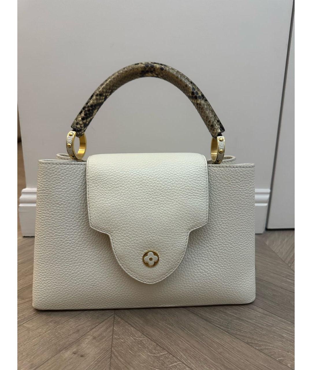 LOUIS VUITTON Белая кожаная сумка с короткими ручками, фото 2