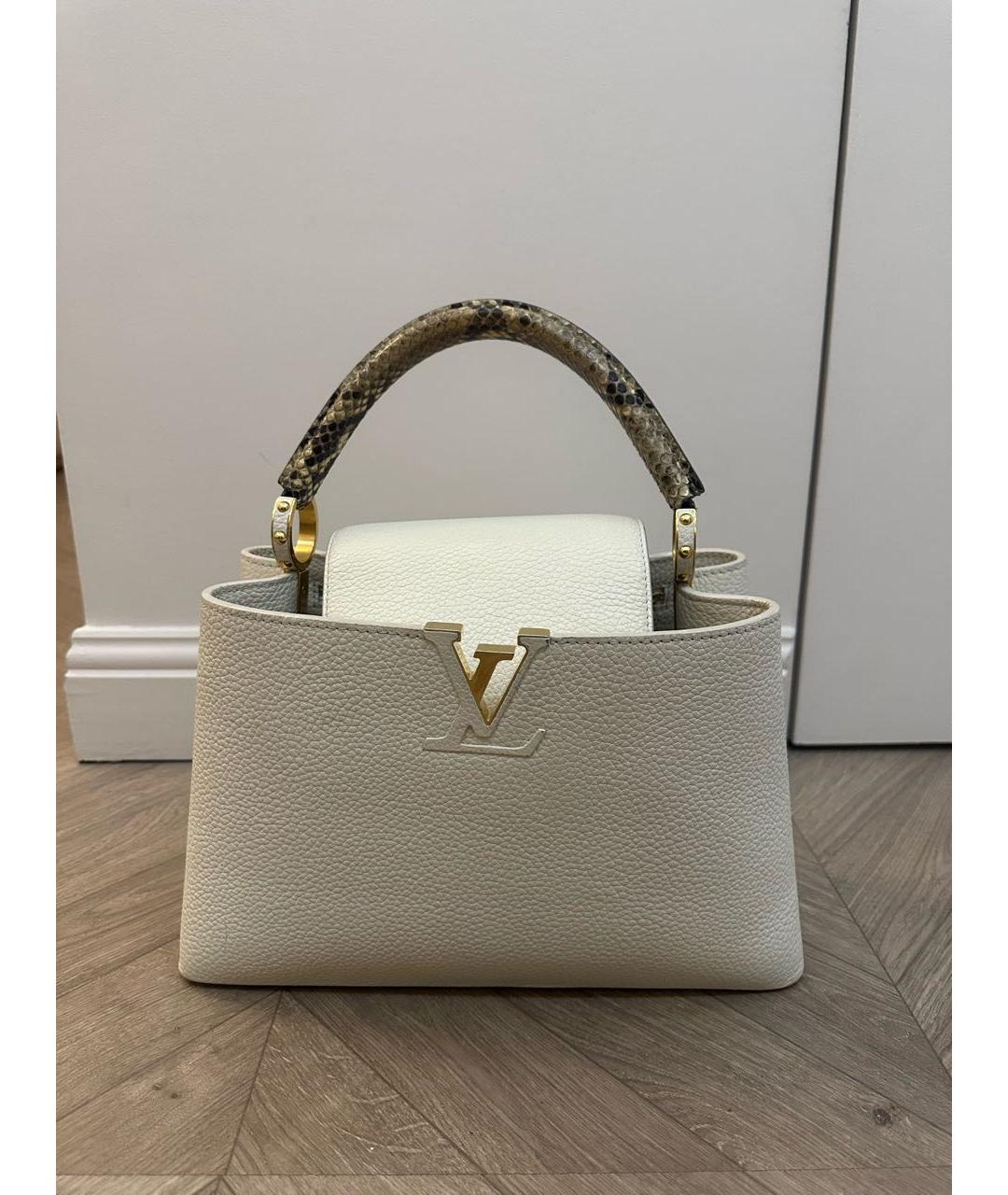 LOUIS VUITTON Белая кожаная сумка с короткими ручками, фото 6