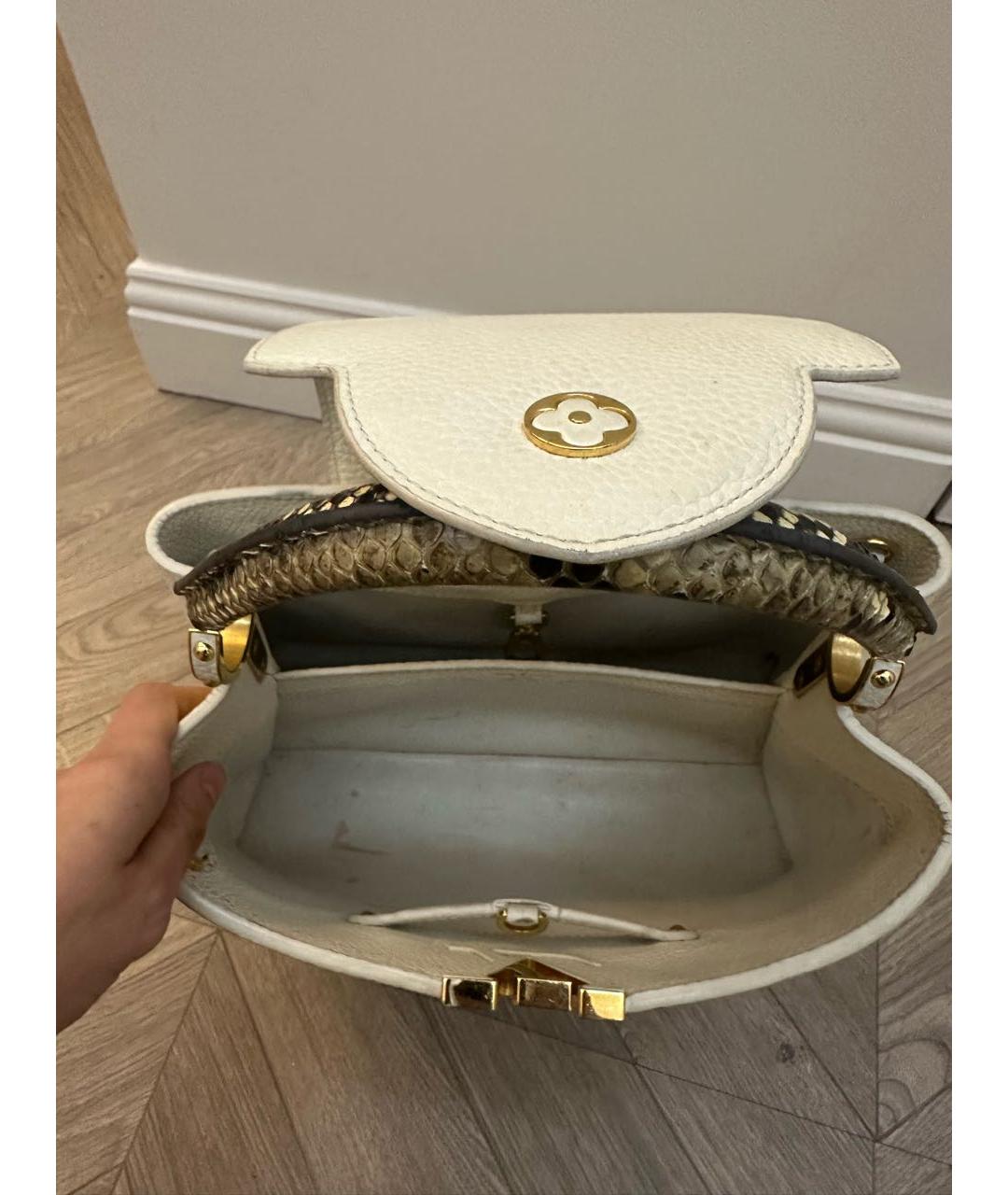 LOUIS VUITTON Белая кожаная сумка с короткими ручками, фото 4