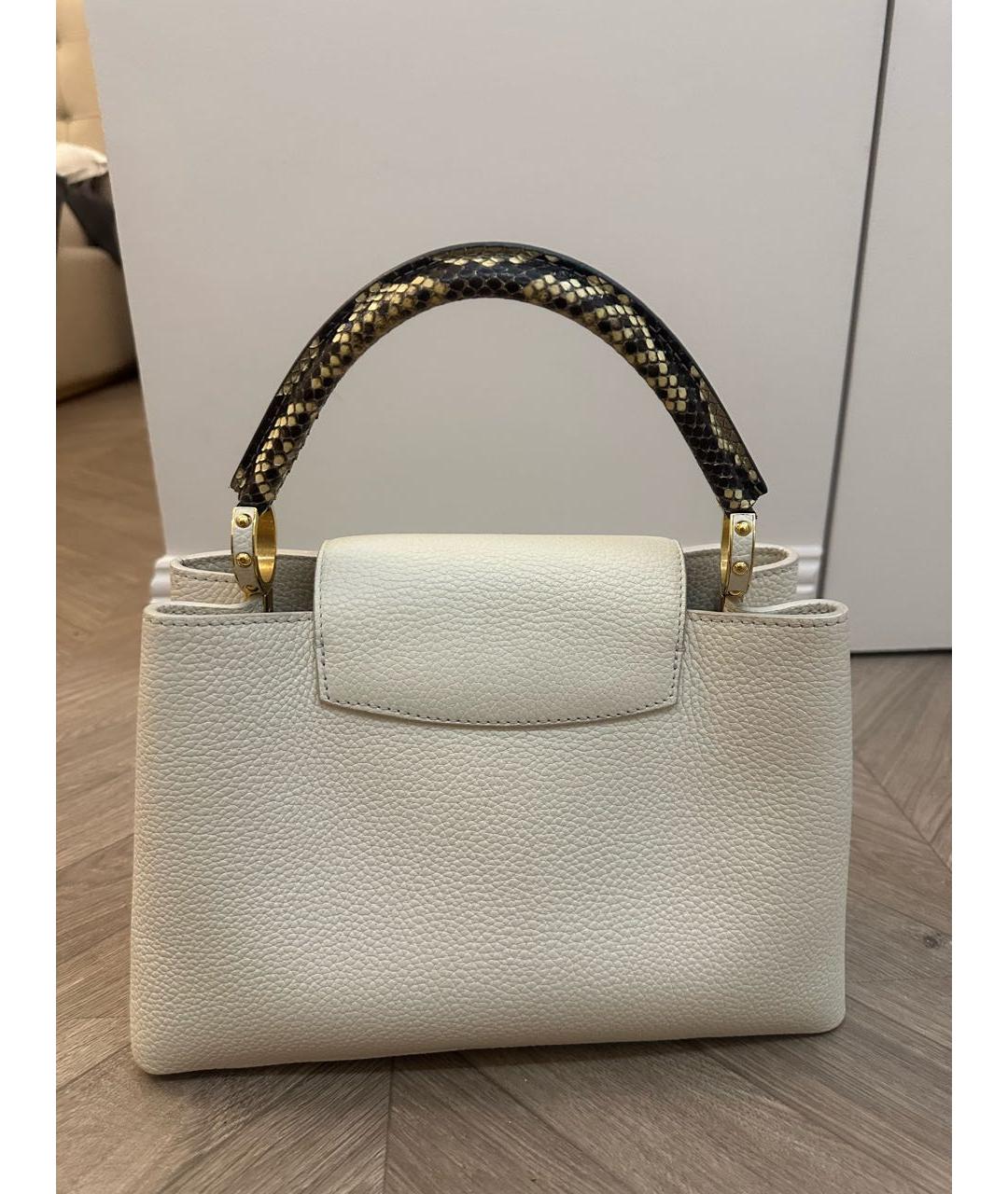 LOUIS VUITTON Белая кожаная сумка с короткими ручками, фото 3