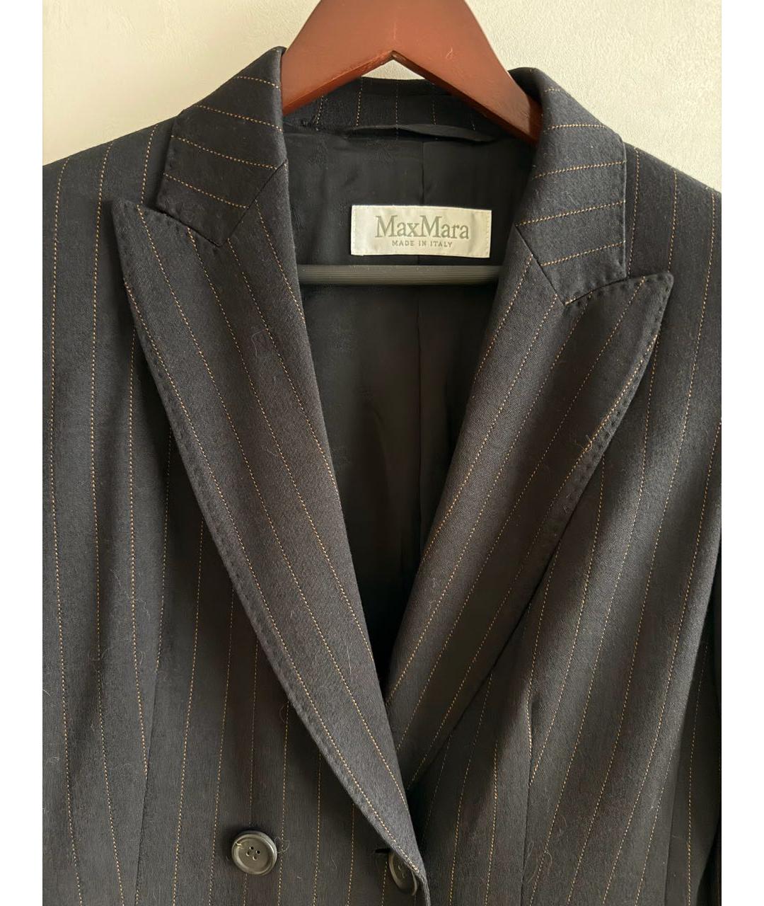 MAX MARA Темно-синий шерстяной костюм с брюками, фото 3
