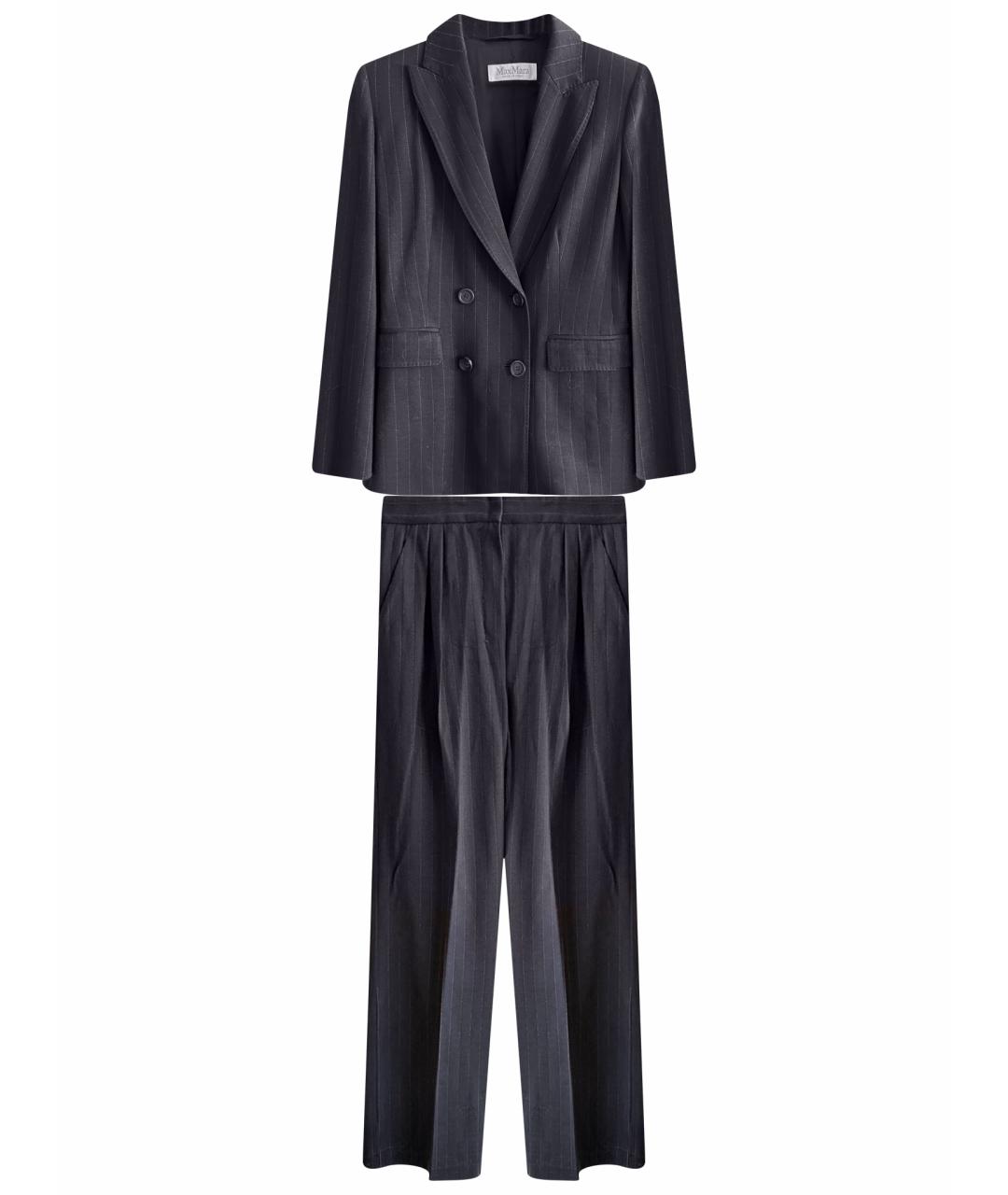 MAX MARA Темно-синий шерстяной костюм с брюками, фото 1