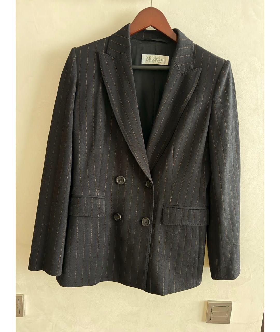 MAX MARA Темно-синий шерстяной костюм с брюками, фото 8
