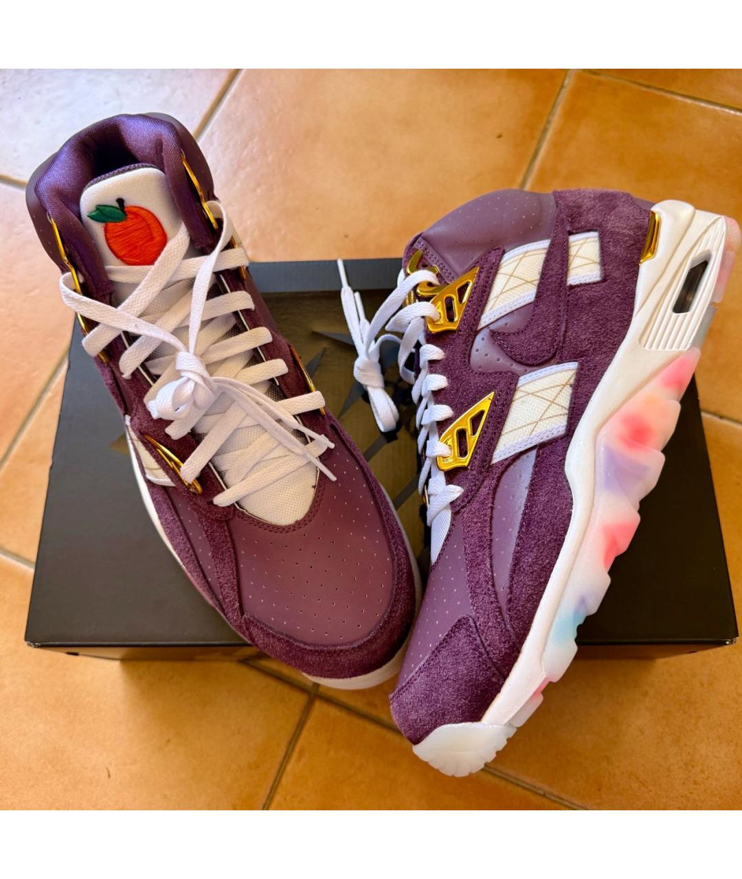 NIKE Фиолетовые кожаные высокие кроссовки / кеды, фото 8
