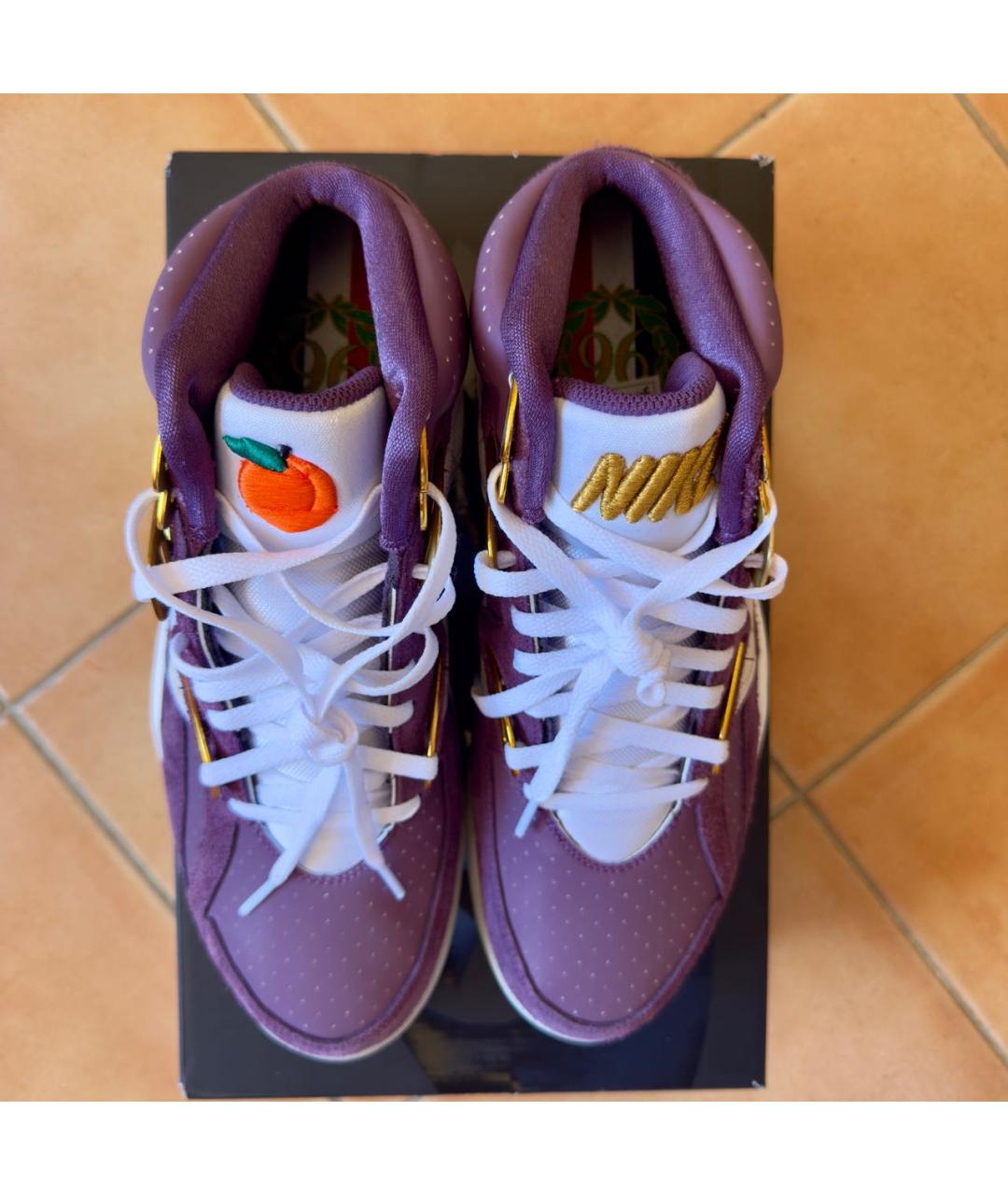 NIKE Фиолетовые кожаные высокие кроссовки / кеды, фото 2
