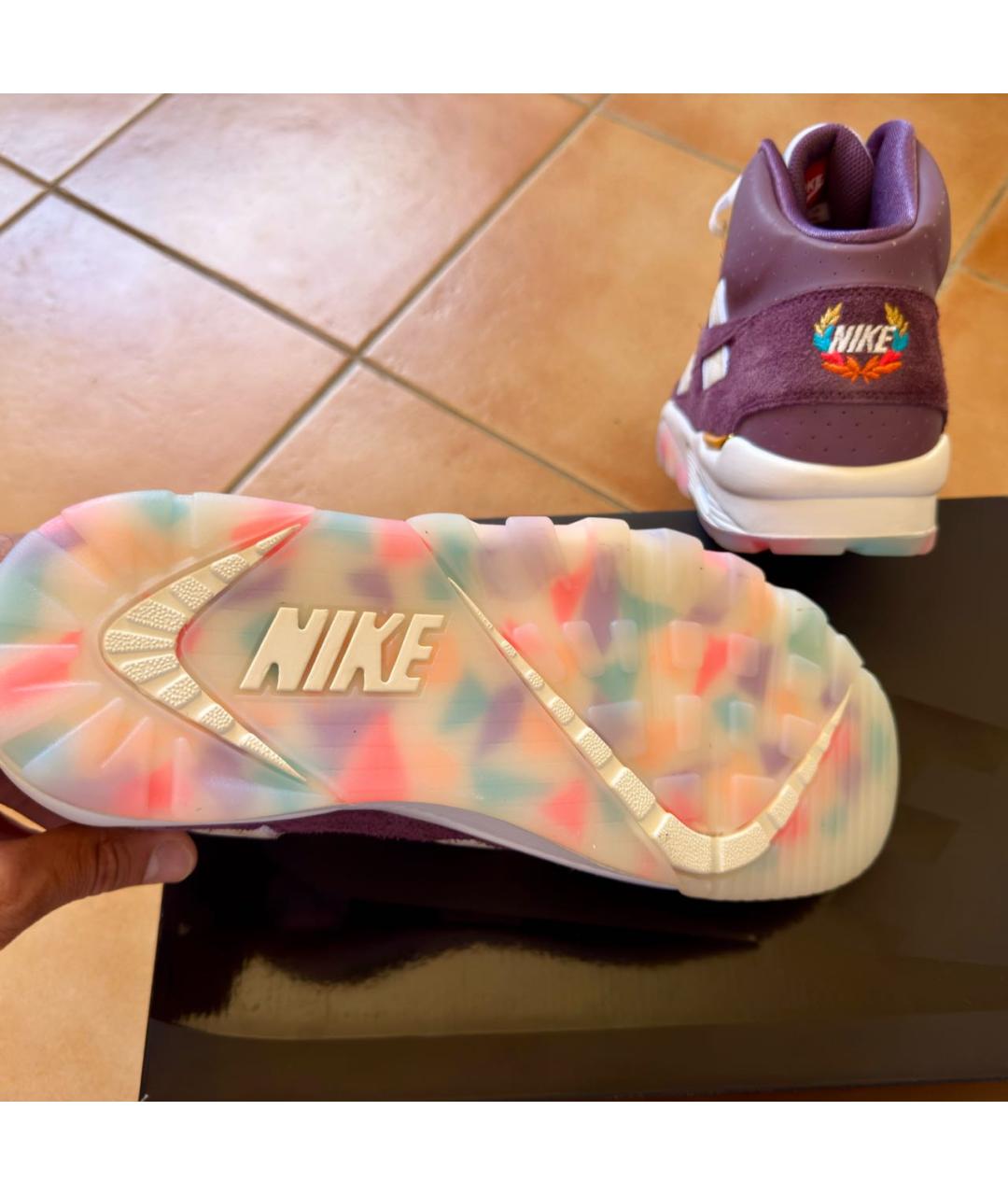 NIKE Фиолетовые кожаные высокие кроссовки / кеды, фото 6