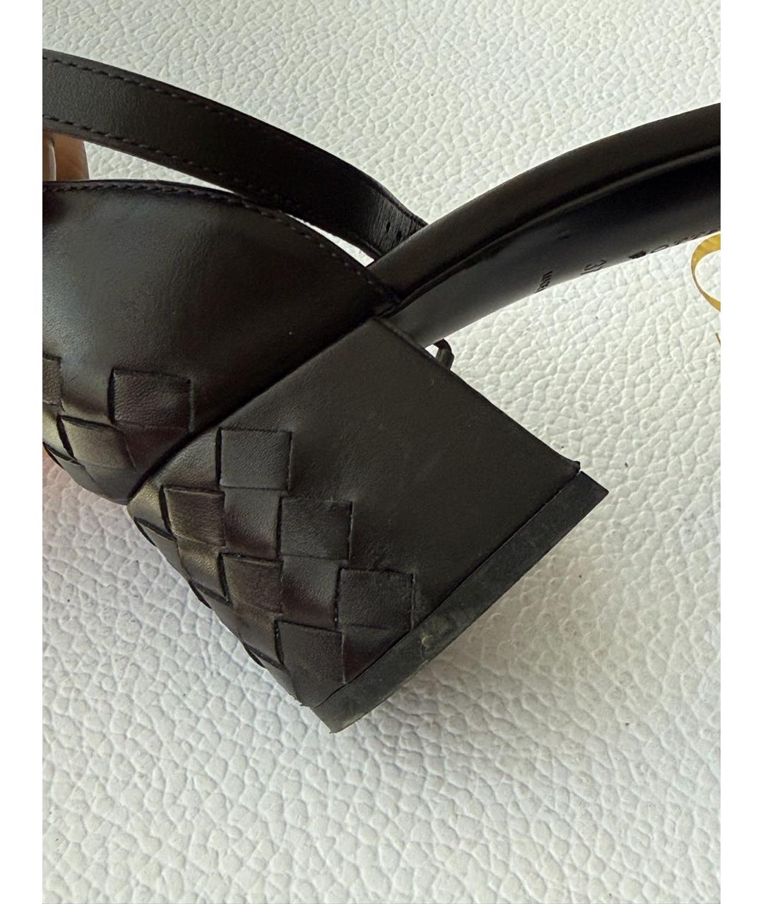 BOTTEGA VENETA Черные кожаные босоножки, фото 8